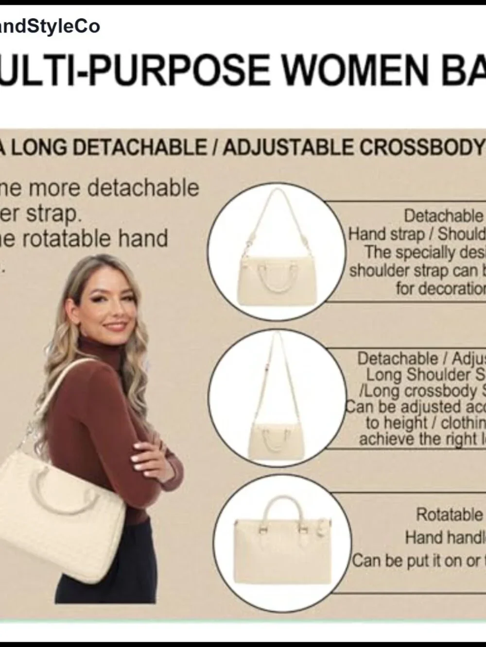 Woven Tote Handbag for Women Vegan Leather Crossbody Shoulder Bag with Zipper